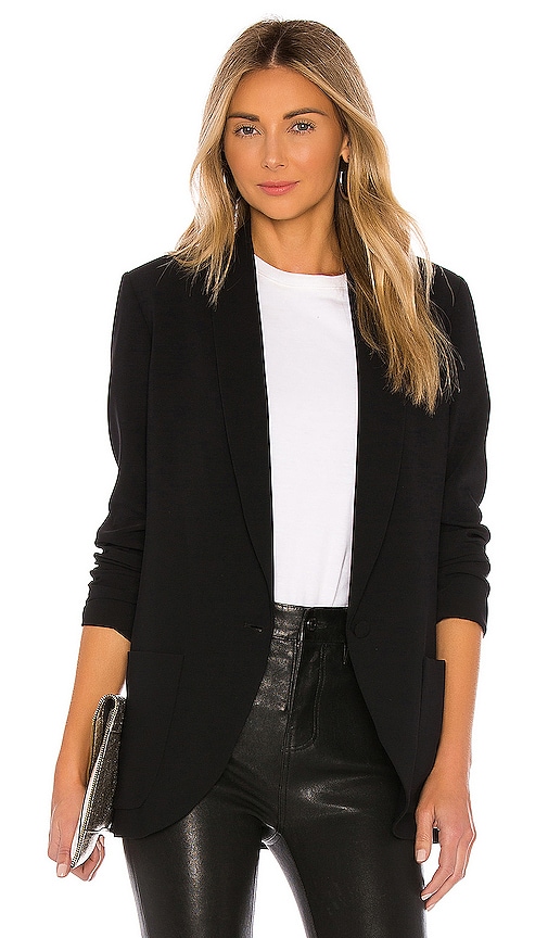 Amanda Uprichard Shawl Collar Blazer in Black | REVOLVE