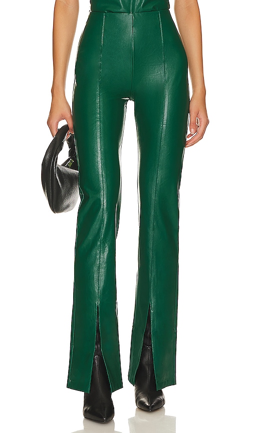Green leather | Leather pants outfit, Leather trousers outfit, Dressy  casual outfits