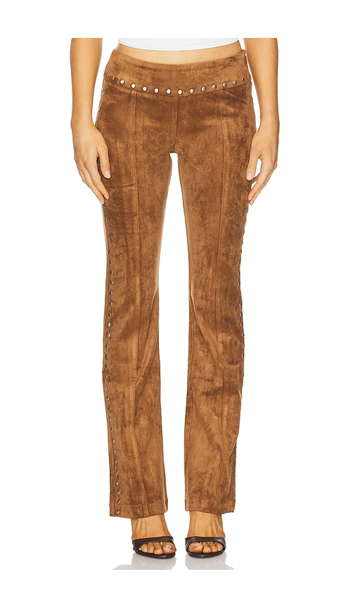 Amanda Uprichard x REVOLVE Regency Suede Pants in Pecan from Revolve.com