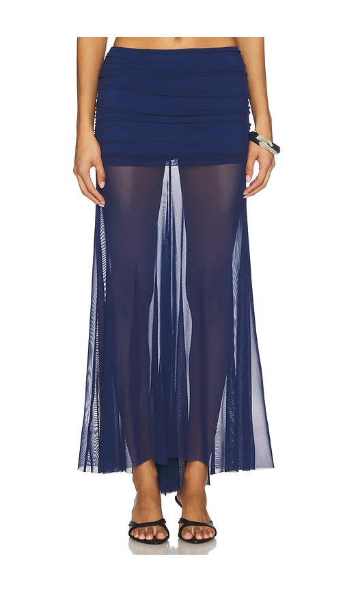 Amanda Uprichard Leo Skirt in Navy from Revolve.com
