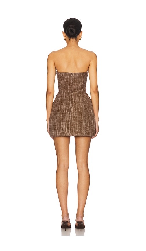  Amanda Uprichard X Revolve Strapless Bethany Romper En Color Chocolate Talla L  (también En M, S, Xs). 