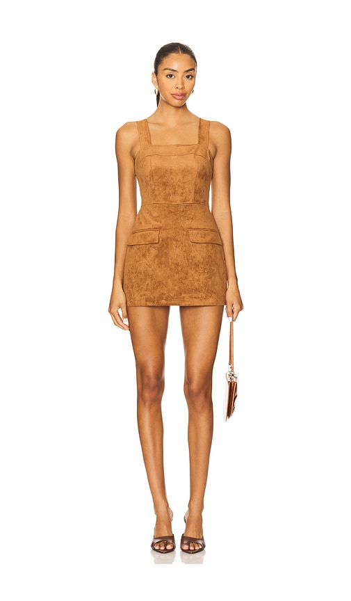 Amanda Uprichard X Revolve Yorke Skort Suede Romper In Gold