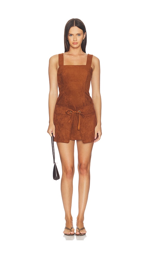 Amanda Uprichard Robin Suede Romper In Chestnut