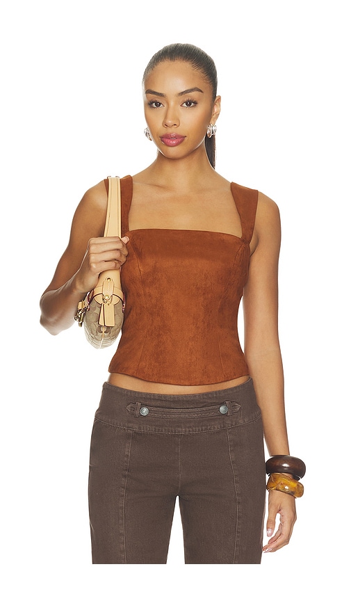 Amanda Uprichard Ceronne Suede Top In Chestnut