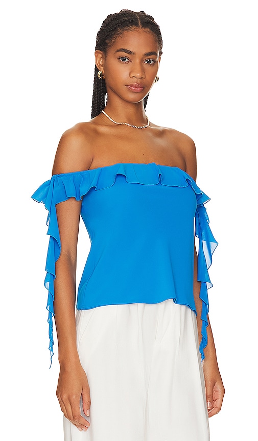 Shop Amanda Uprichard Marmont Top In Blue