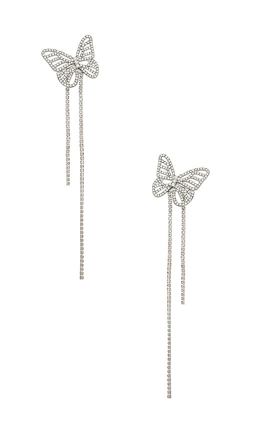 Amber Sceats X Revolve Butterfly Fly Drop Earrings In Metallic Silver
