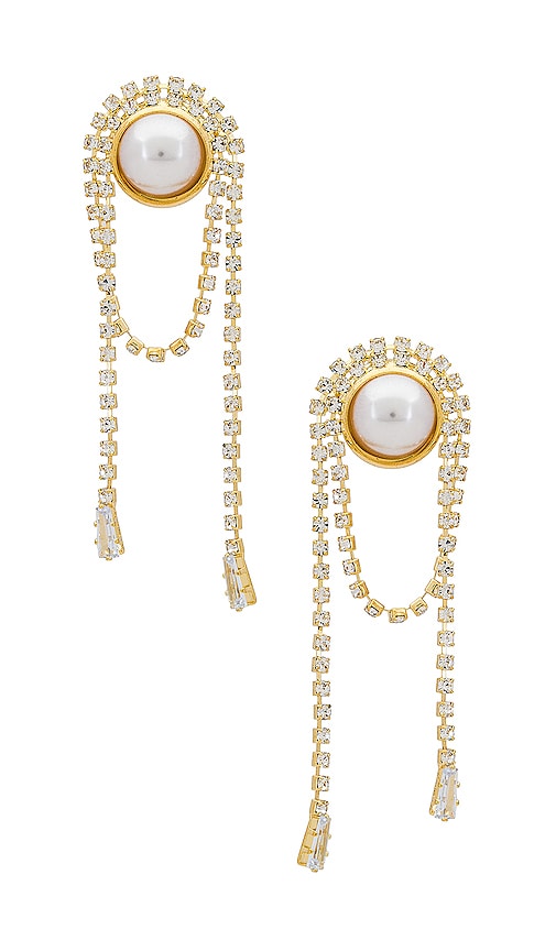 Amber Sceats Pearl Tassel Earrings In Gold