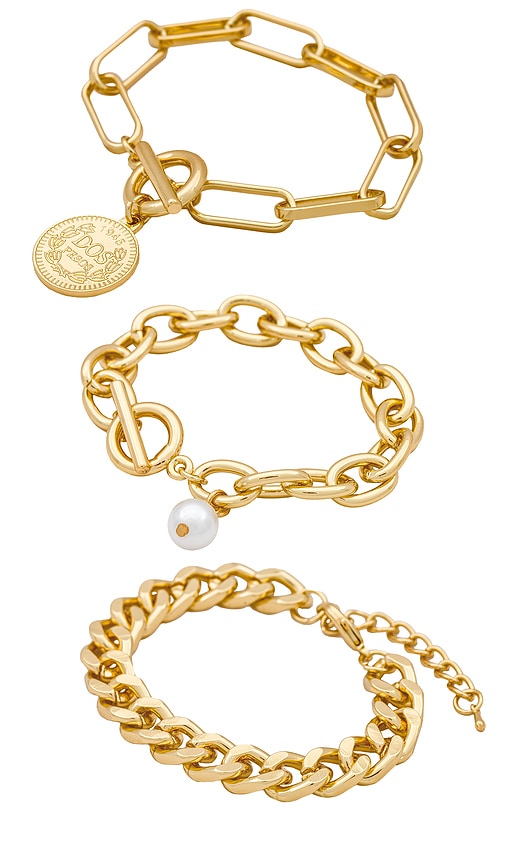  Amber Sceats Armband-set Lola In Metallic Gold. 