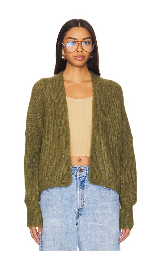 Shop American Vintage East Open Cardigan In Kiwi Chine