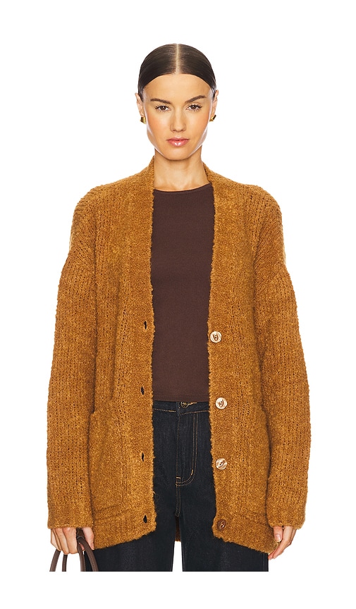 American Vintage Zolly Cardigan With Pockets In Camel Chine