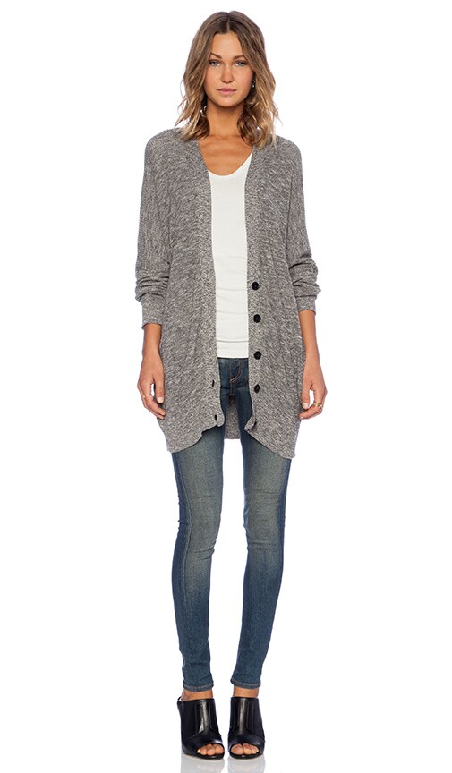 American Vintage Oram Cardigan in Chalk Melange & Black