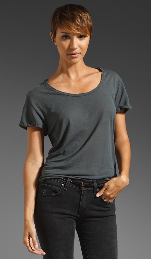 Sky Line Short Sleeve V Neck Tee Shirt