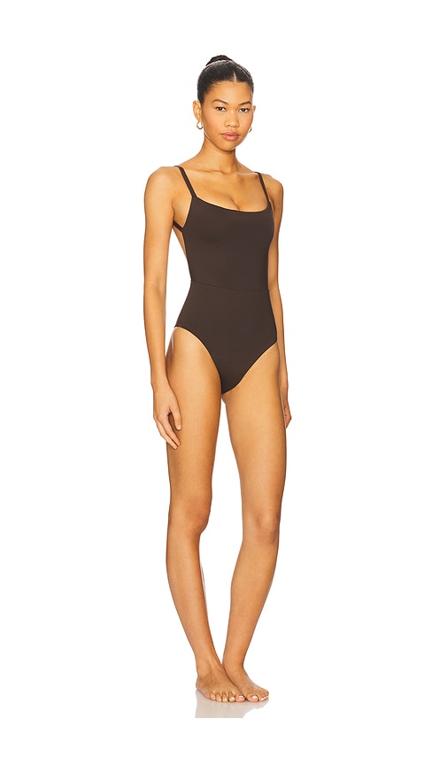 Anemos The Square Neck Open Back One-piece In Brown
