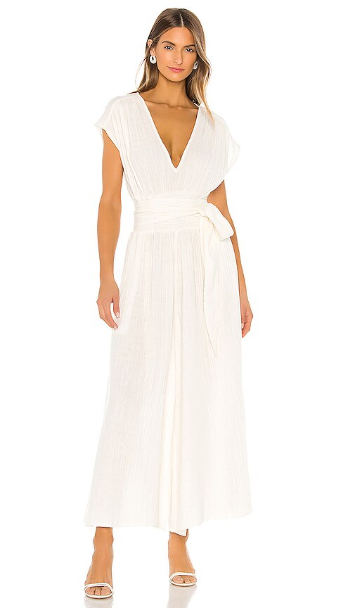 white deep v jumpsuit