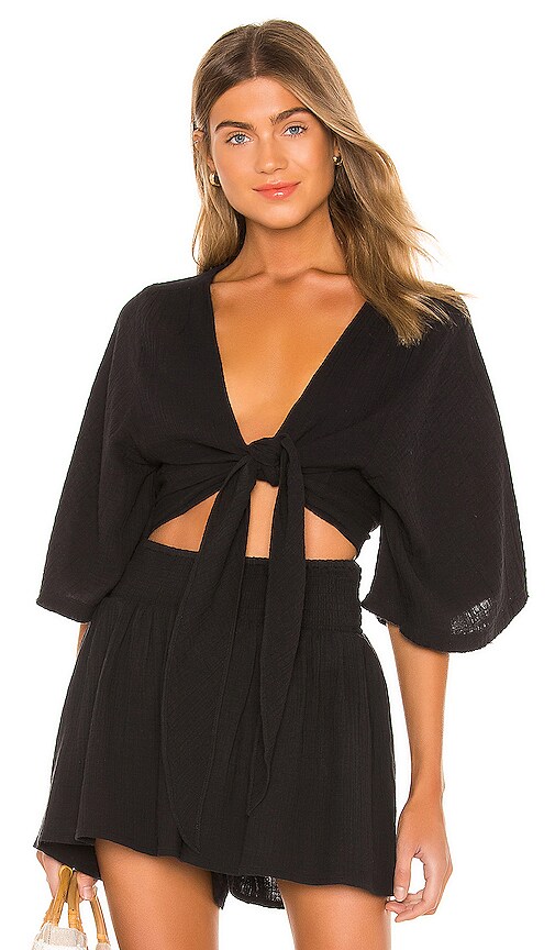 Anneka Elbow Sleeve Tie Blouse