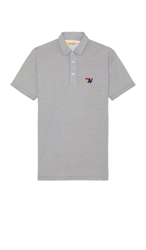 Shop Aviator Nation Logo Embroidery Polo In 淡灰色