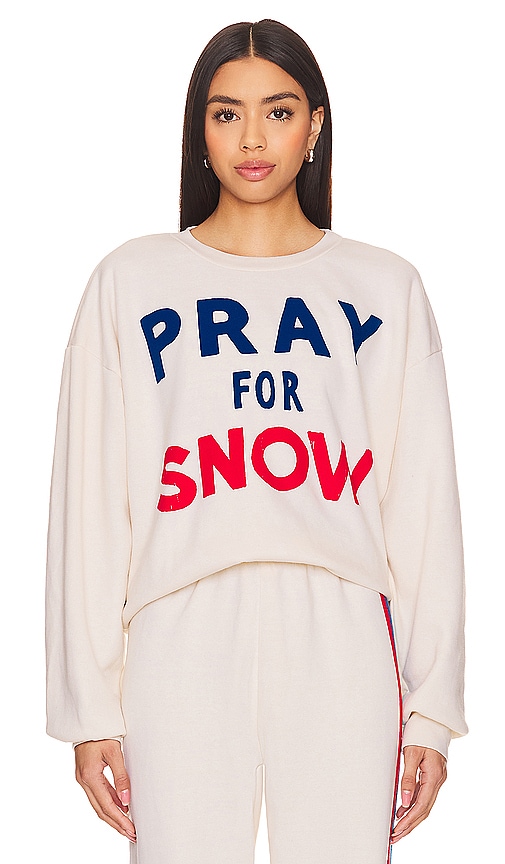 Shop Aviator Nation Pray For Snow Crewneck Sweatshirt In 复古白色