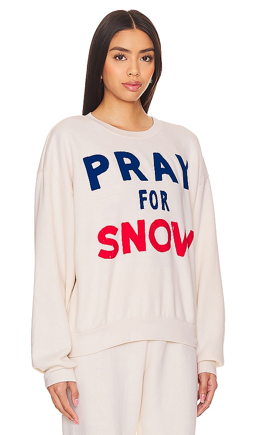 Shop Aviator Nation Pray For Snow Crewneck Sweatshirt In 复古白色