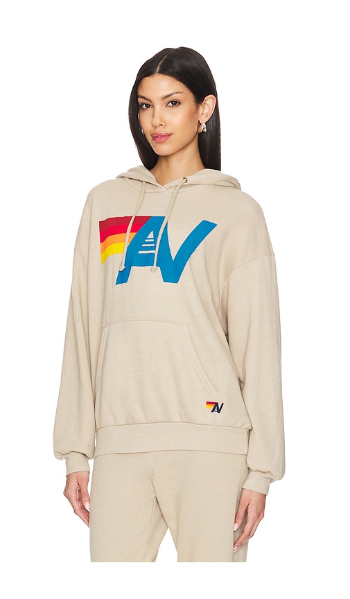 Shop Aviator Nation Logo Pullover Relaxed Hoodie In 沙色