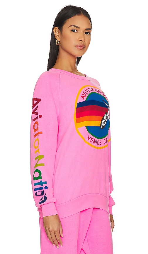 Shop Aviator Nation Crew Sweatshirt In Pink