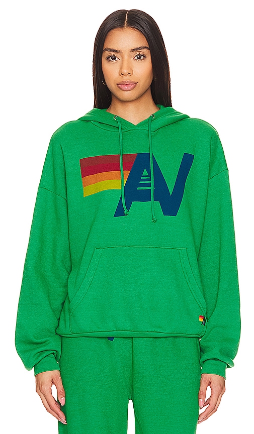 Aviator Nation Pullover Logo Hoodie In 黄绿色