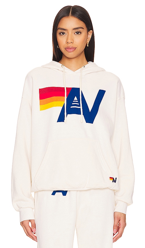 Aviator Nation Logo Graphic Hoodie In Vintage White