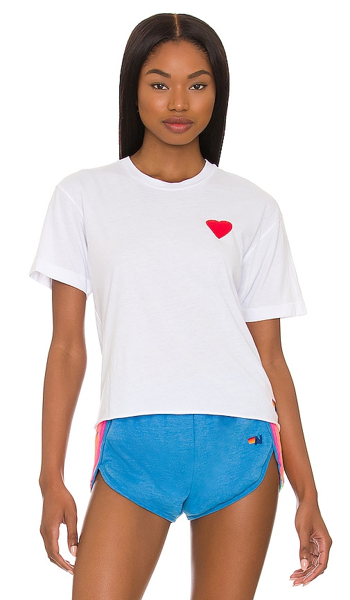 Aviator Nation Heart Embroidery Tee White