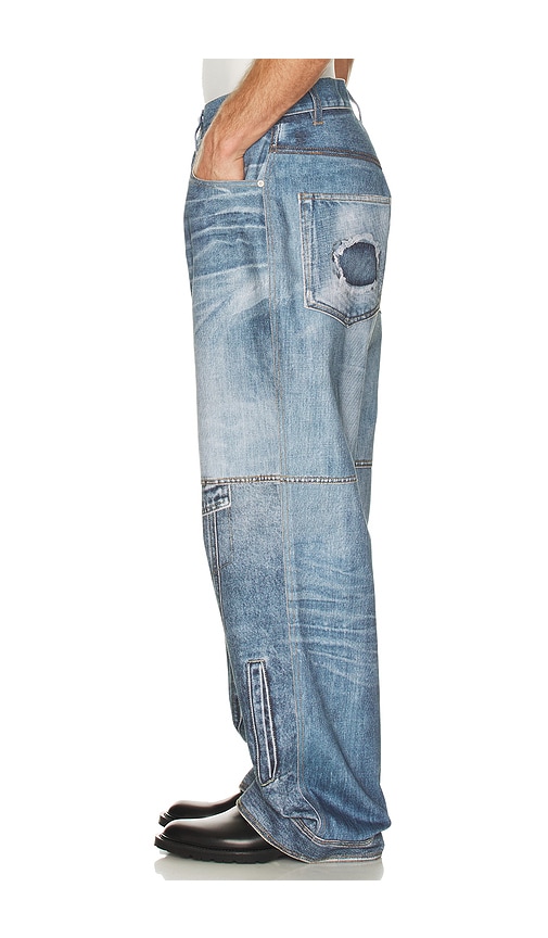 Andersson Bell Custom-like Printed Denim Pants In Blue