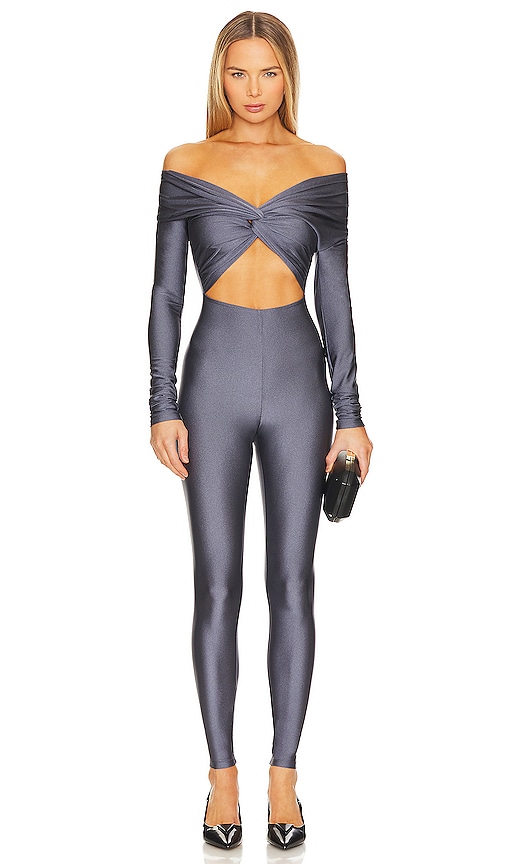 The Andamane Kendall Off The Shoulder Jumpsuit In Graphite