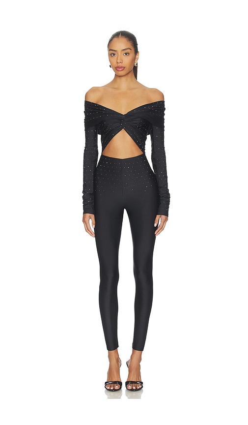 The Andamane Kendall Crystal Off Shoulder Jumpsuit