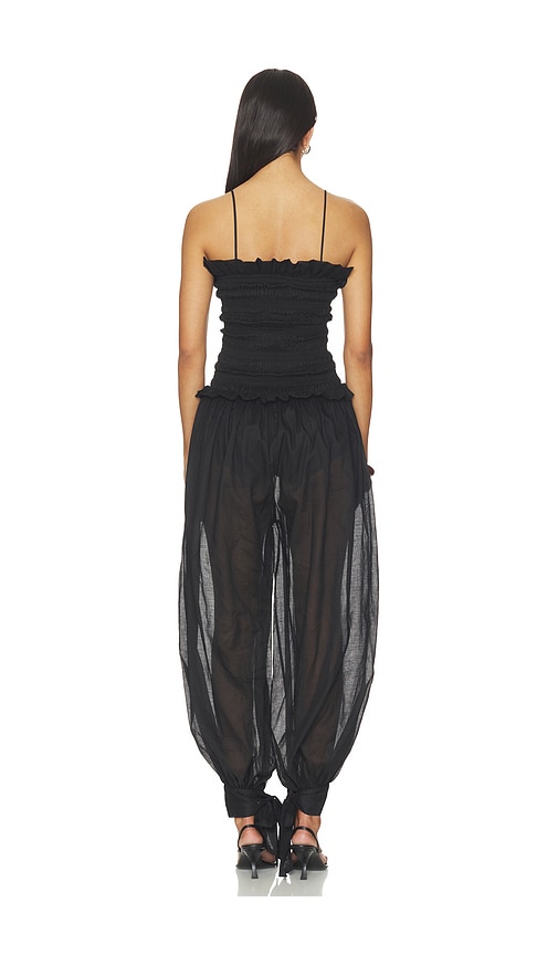  The Andamane Jumpsuit Mit Weitem Bein Und Gesmokten Details Noor In Black. Größe 38/xs. Also In 40/s. 