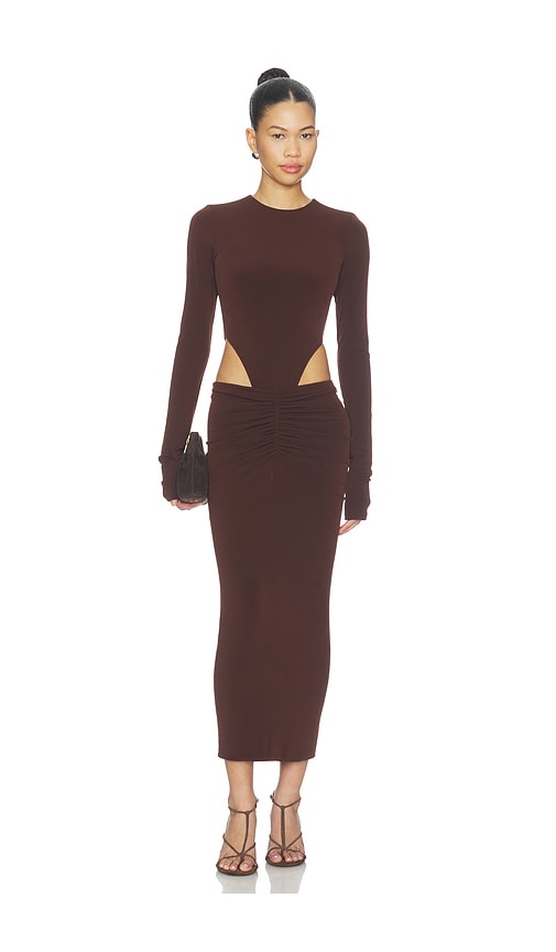 brown long sleeve cut out dress Cutout Collection Ribbed dress size:12M trimester: 3rd Trimester Discover 650 job interview revealing subtle definition while