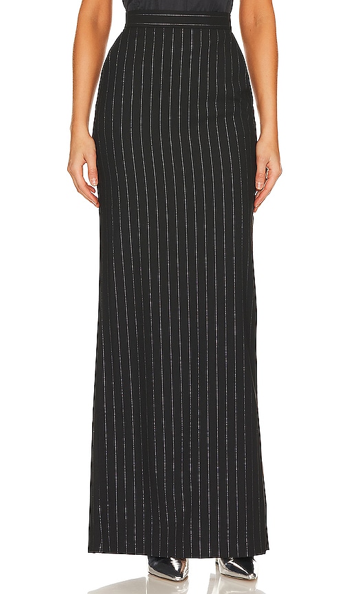 The Andamane Nada Extra Long Maxi Skirt In Black & Silver