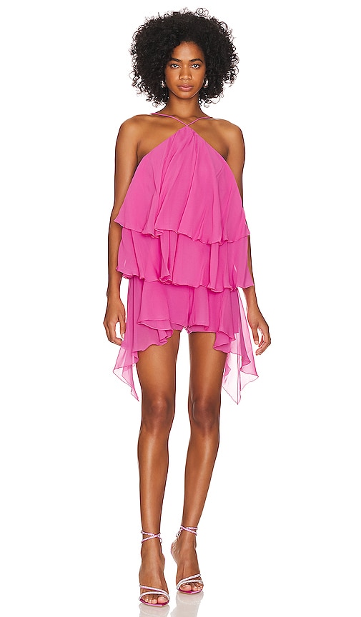The Andamane Ruffle- Detail Playsuit In Pink