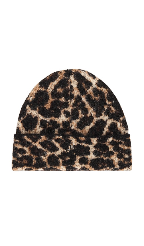 Anine Bing Elia Alpaca-wool Beanie Brown Leopard Pattern