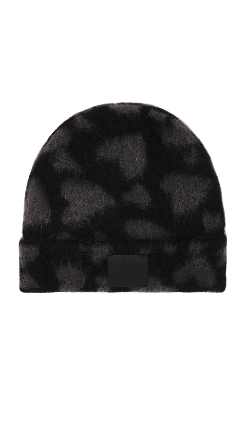 Anine Bing Elia Beanie In Black And Grey Heart In Black And Grey Heart