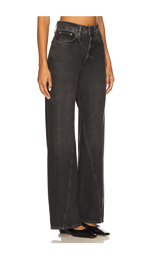 Anine Bing Brie Paneled High-rise Wide-leg Jeans In Black