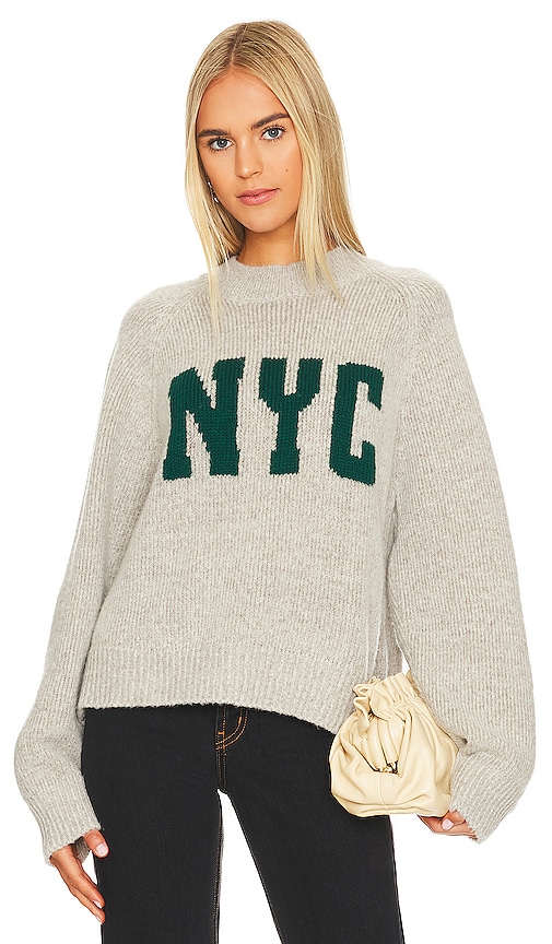 ANINE BING Kendrick University New York Sweater in Heather Grey