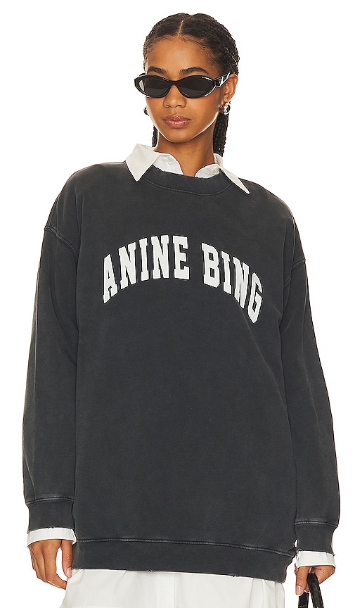 Product image of ANINE BING Tyler Sweatshirt in Washed Black. Click to view full details