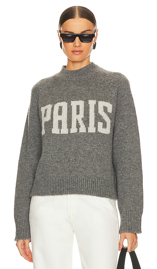 Shop Anine Bing Kendrick Sweater University Paris In Charcoal
