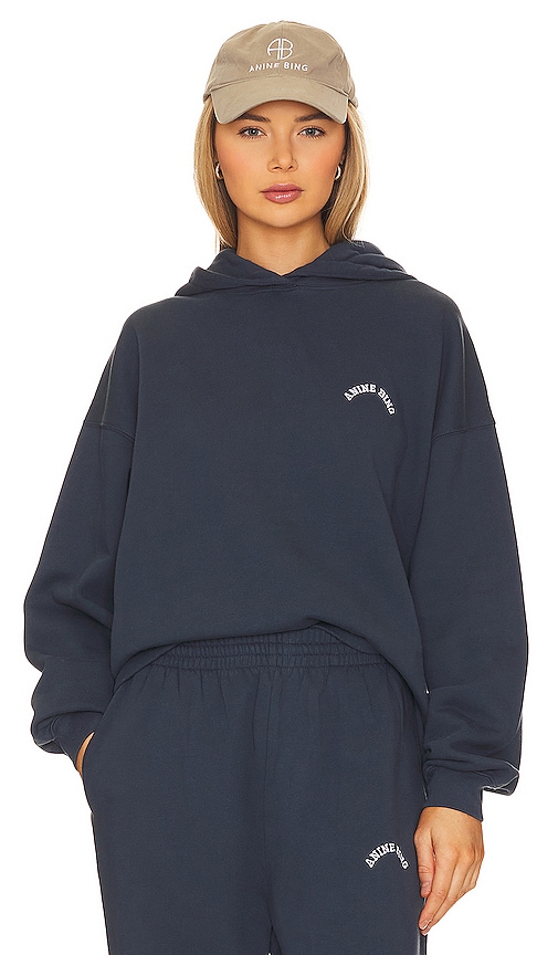 Product image of ANINE BING Lucy Hoodie in Navy. Click to view full details