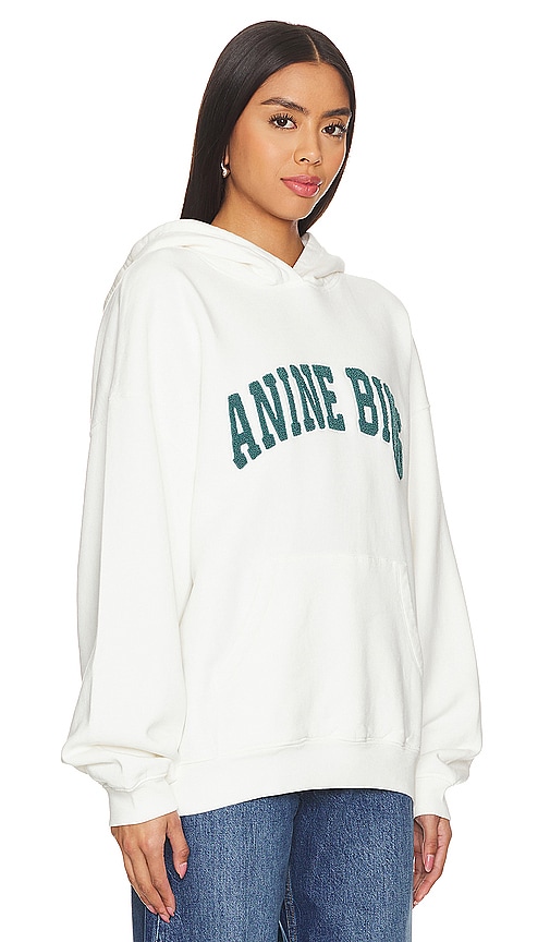 Shop Anine Bing Harvey Sweatshirt In Ivory & Dark Sage