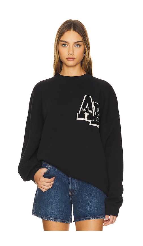 ANINE BING Miles Letterman Sweatshirt in Black | REVOLVE