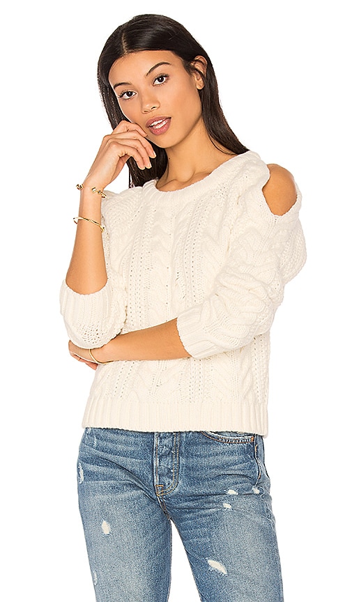 ANINE BING Cut Out Sweater in Cream REVOLVE