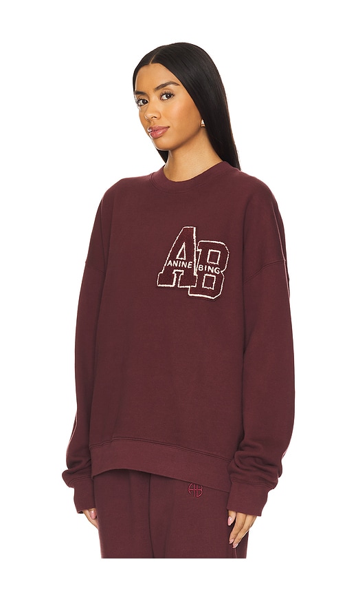 Shop Anine Bing Miles Oversized Sweatshirt Letterman In Burgundy