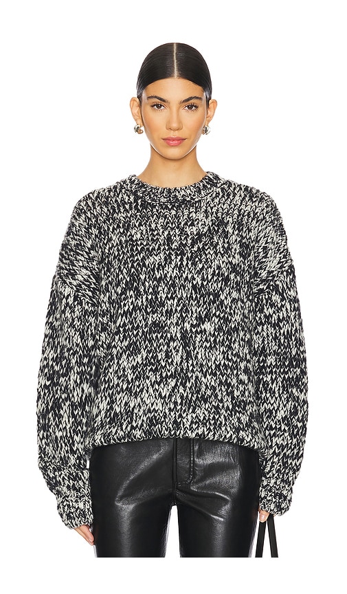 Shop Anine Bing Sydney Crew Sweater In Black,white