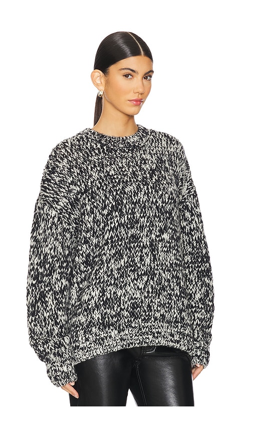 Shop Anine Bing Sydney Crew Sweater In Black,white