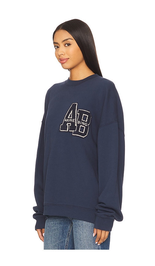 Anine Bing Miles Oversized Letterman Sweatshirt In Blue