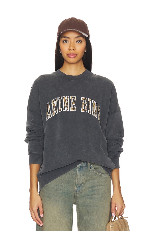 Anine Bing Miles Sweatshirt Leopard In Gray