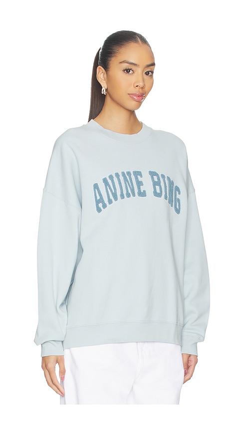 Anine Bing Women Light Blue Crewneck Embroidery Logo Sweatshirt, Xs Luxury Sweatshirts & Hoodies For Women Darv